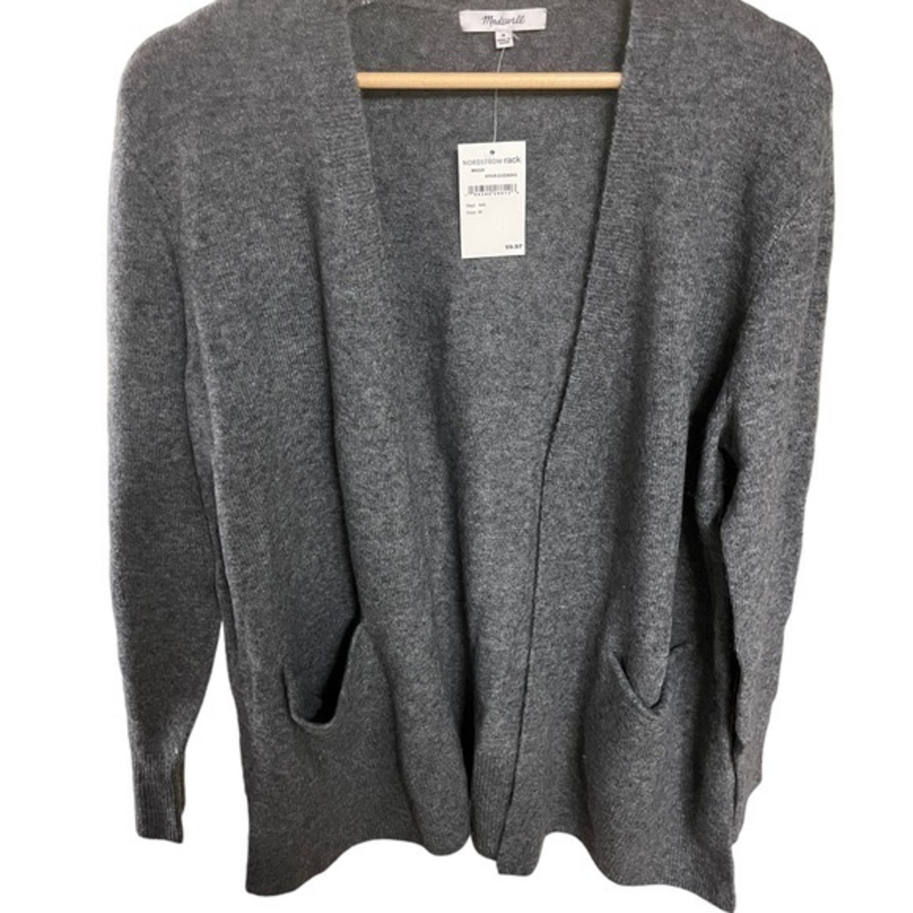 Madewell long sleeve gray wool blend cardigan size medium NWT